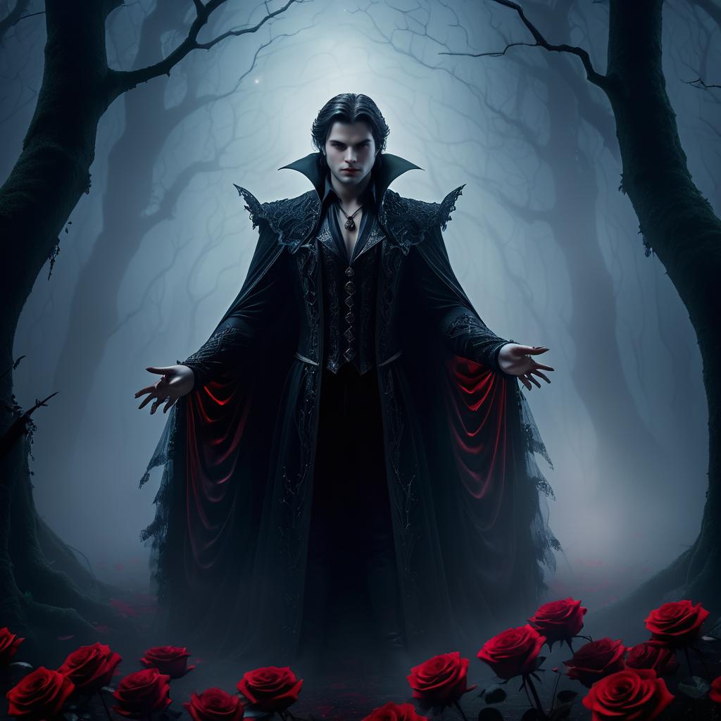 Vampire in Enchanted Foggy Forest