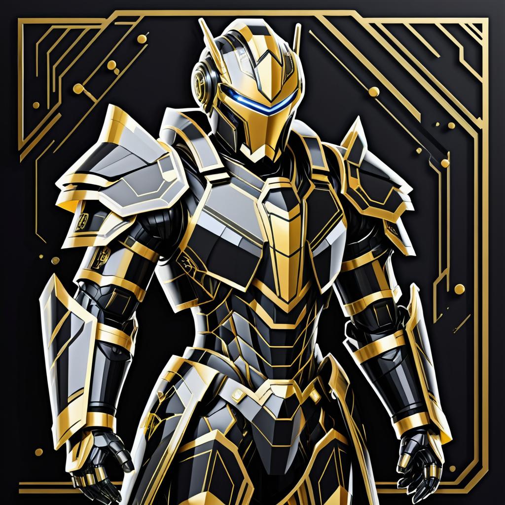 Knight in Mech Suit - Sticker Illustration