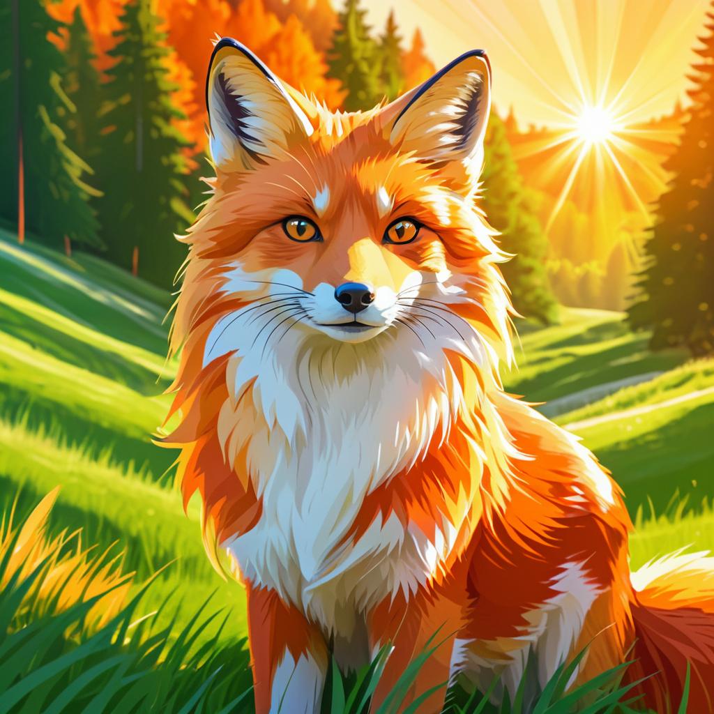 Majestic Female Fox in Vibrant Meadow