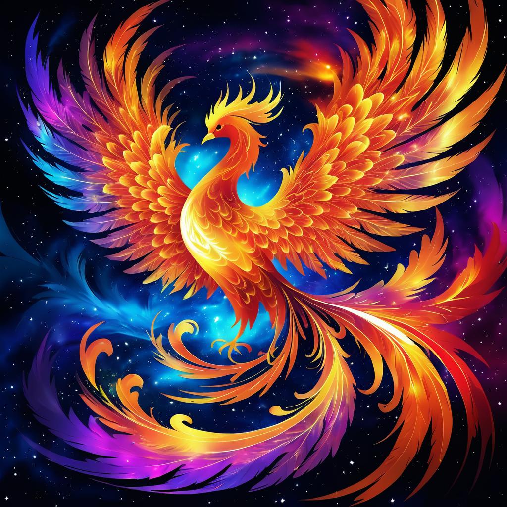 Celestial Phoenix: A Rebirth in Colors