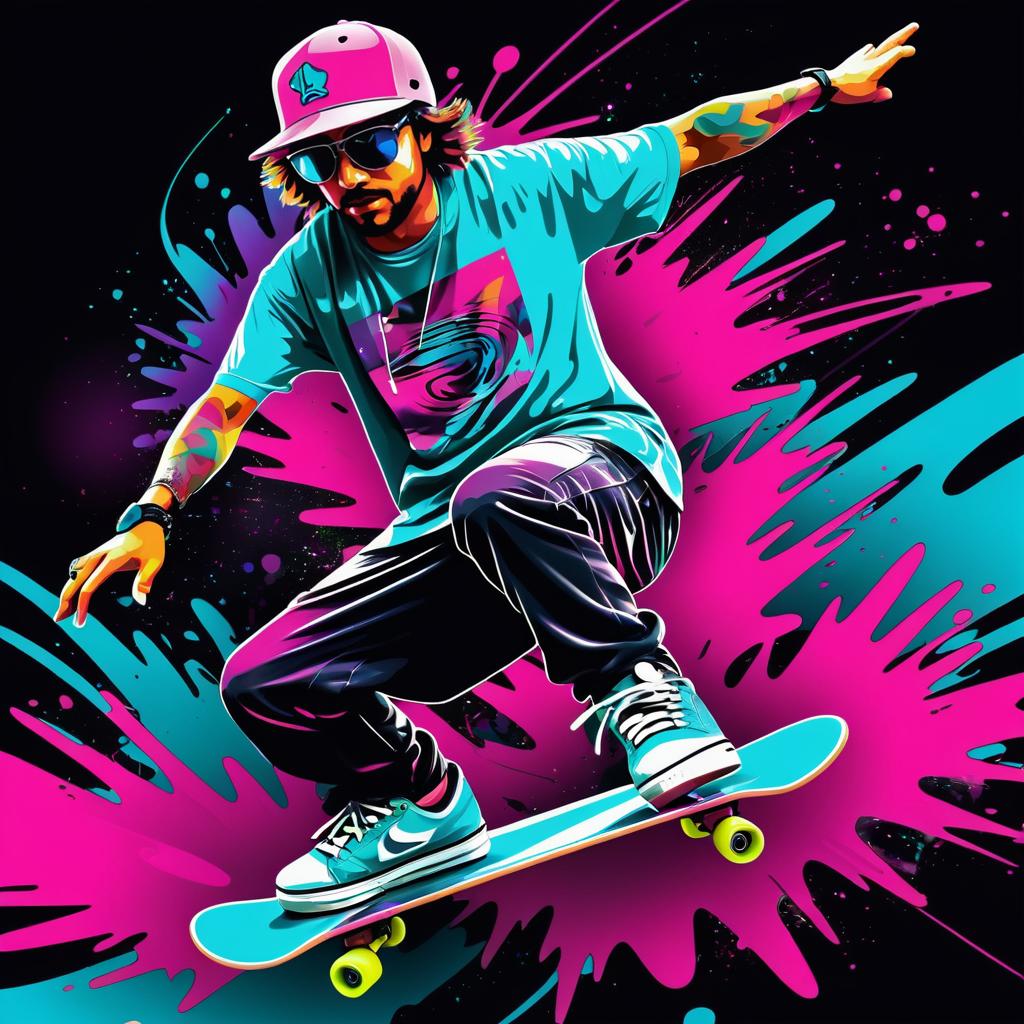 Dynamic Graffiti Skateboarder Illustration