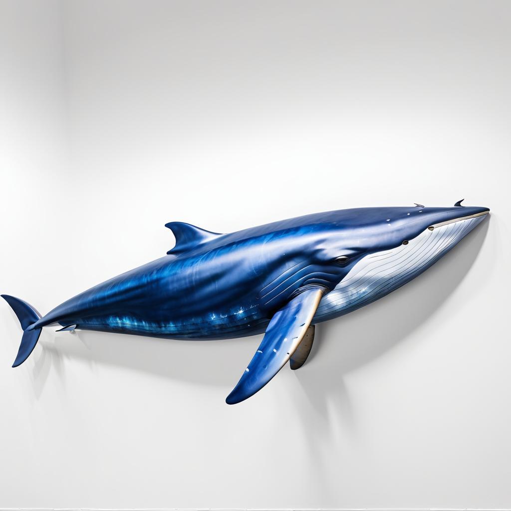 Realistic Blue Whale Portrait in Depths