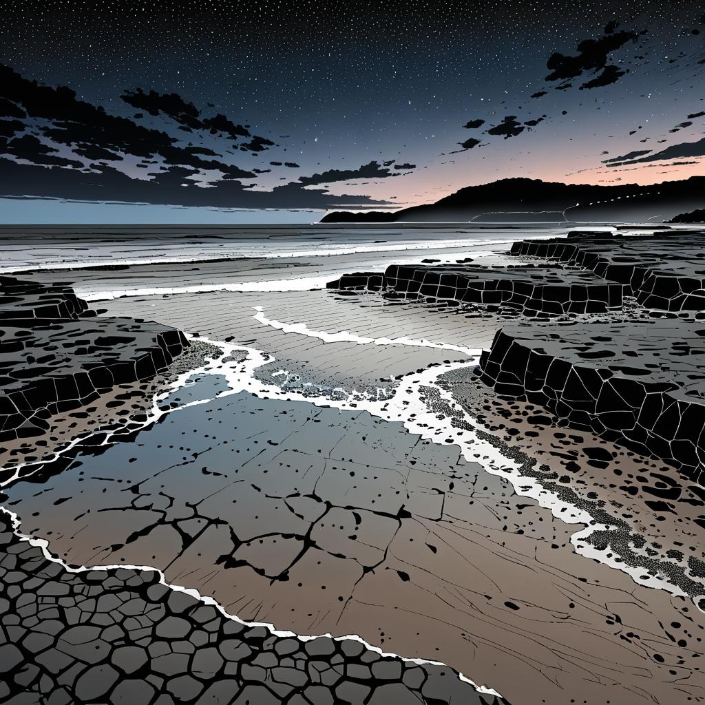 Moody Coastal Tidepools at Dusk