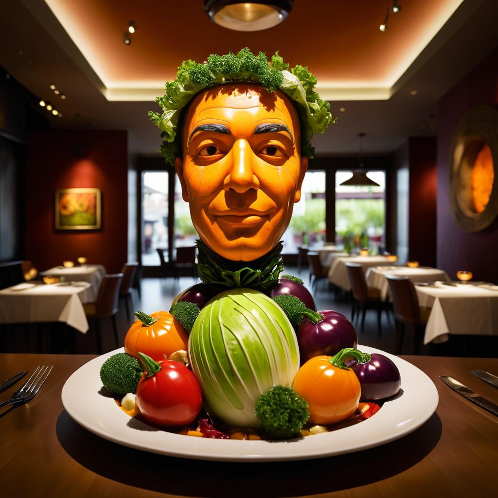 Vegetable Sculpture in Upscale Restaurant