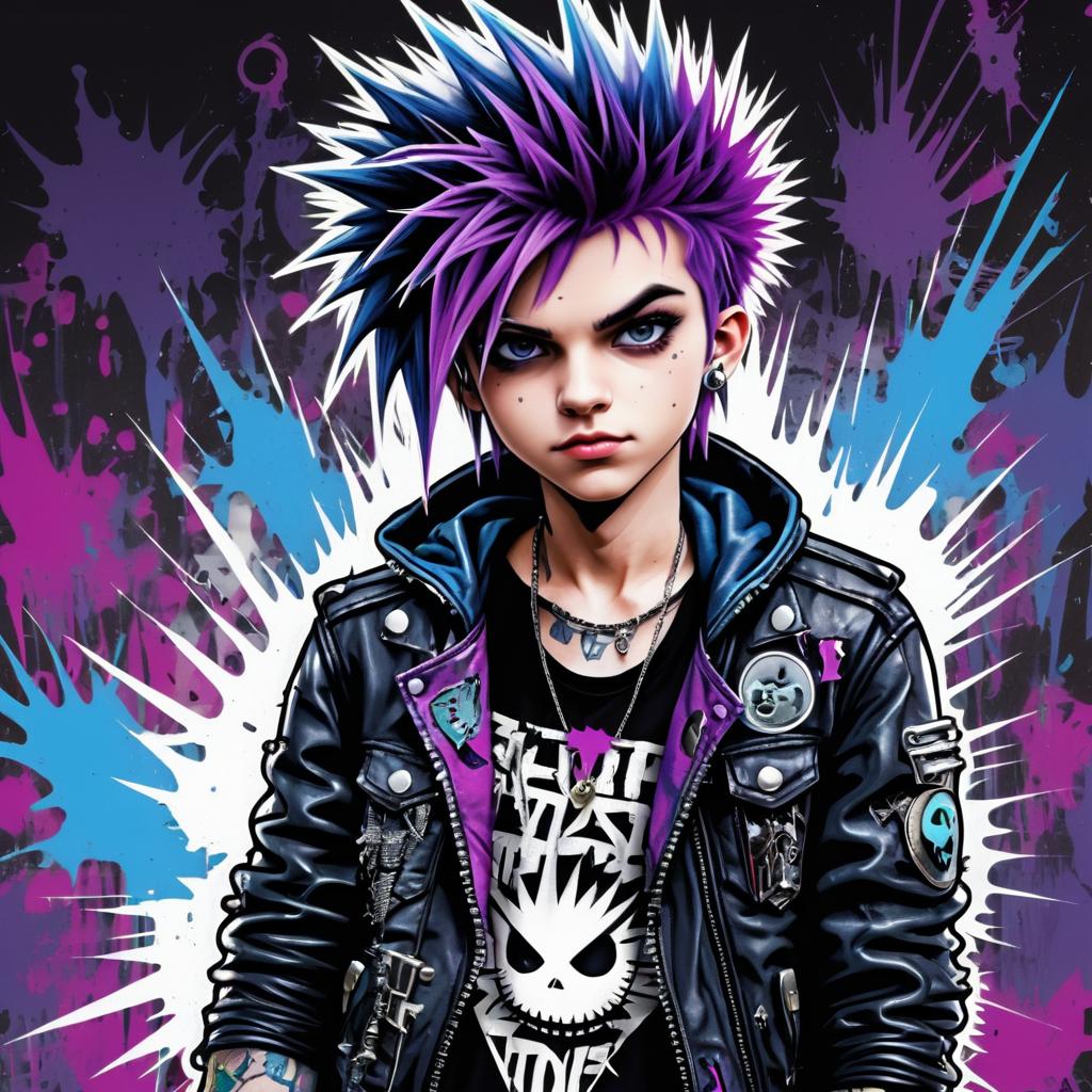 Punk Rock Teen with Spray Can Art