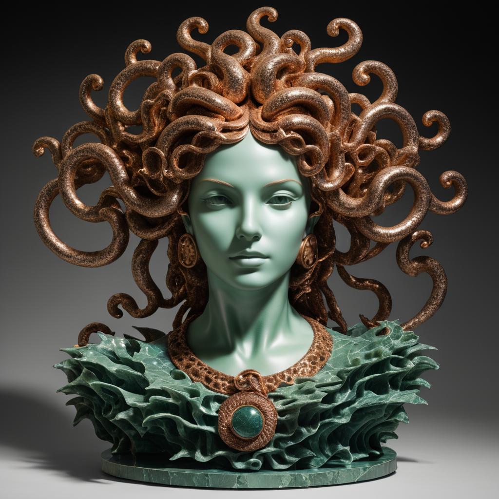 Surreal Medusa Sculpture in Mixed Materials