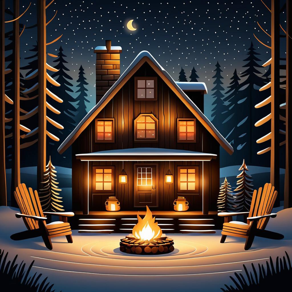 Warm and Inviting Rustic Cabin Illustration