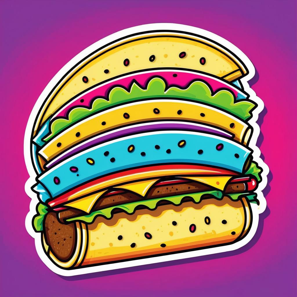 Colorful Taco Pop Art Sticker Design