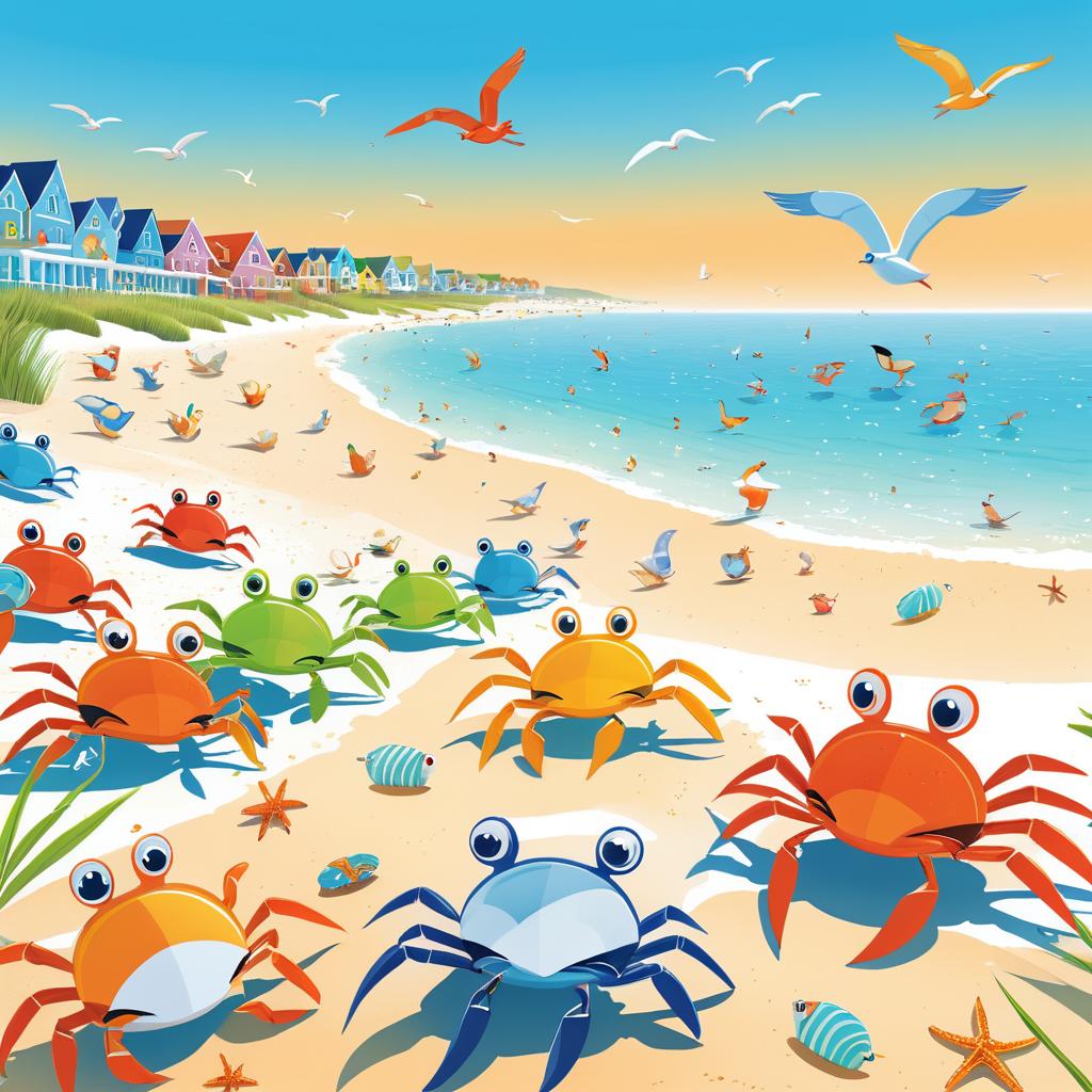 Crabs and Seagulls in Coastal Adventure