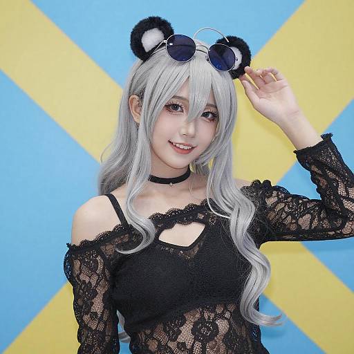 Anime Cosplayer with Silver Hair