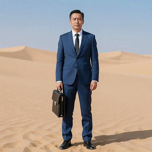 Middle-Aged Man in Desert Landscape