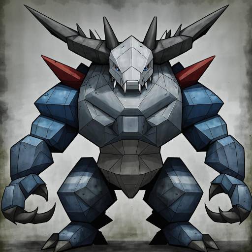 Illustration of Aggron, pokemon in the style of Kotatsu (g-rough)