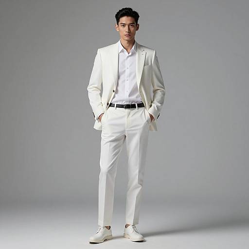 Elegant Man in All White Attire