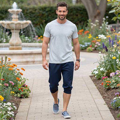 Relaxed Man in Casual Garden Outfit