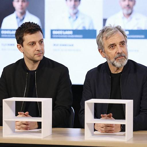 Two Men Discussing White Paper Structures