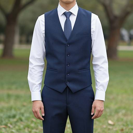 Man in Blue Vest and Tie
