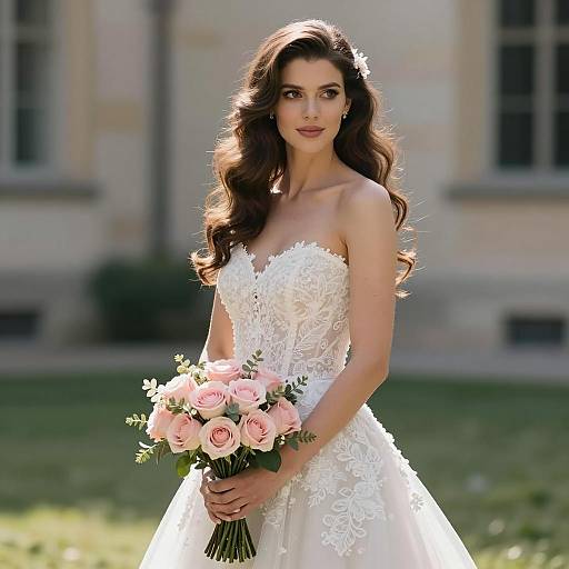 Elegant Bride in Lace Wedding Dress