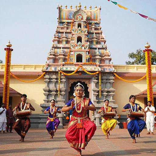 Traditional Ugadi Dance Performance at Temple