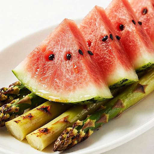 Grilled Asparagus with Watermelon Slices
