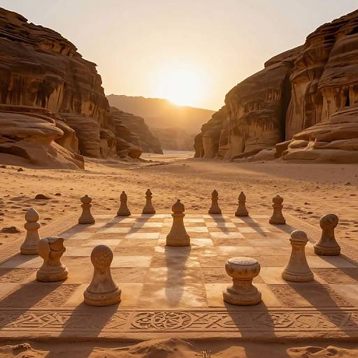 Ancient Stone Chessboard in Desert Canyon