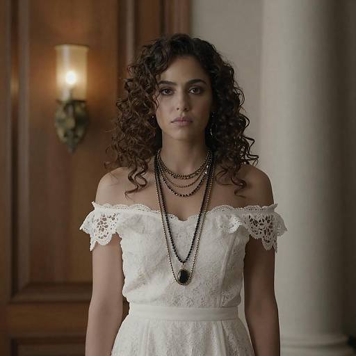 Elegant Woman in Lace Dress Portrait