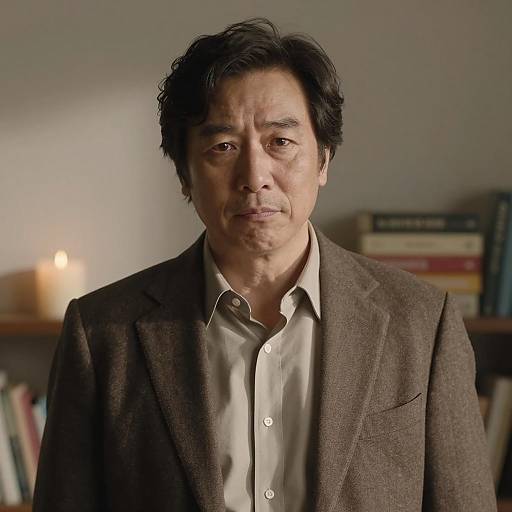 Serious Middle-Aged Man in Brown Suit Jacket