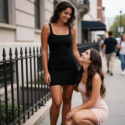 Joyful Encounter on a City Street