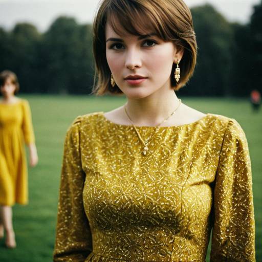 Woman in Golden Yellow Dress with Jewelry