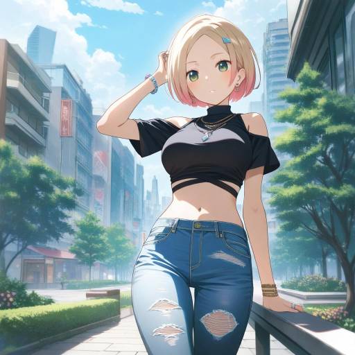 Stylish Outdoor Girl in Denim Fashion