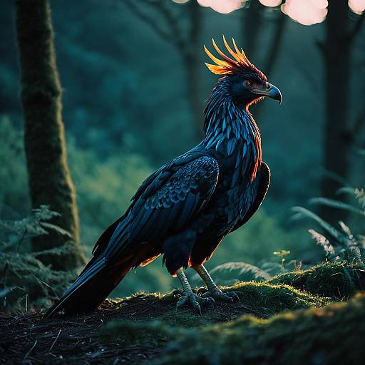 Mystical Phoenix in Twilight Forest