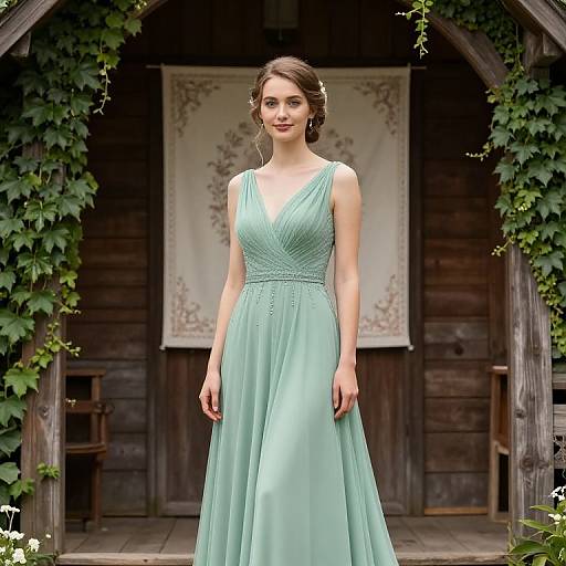 Elegant Bride in Sage Green Dress