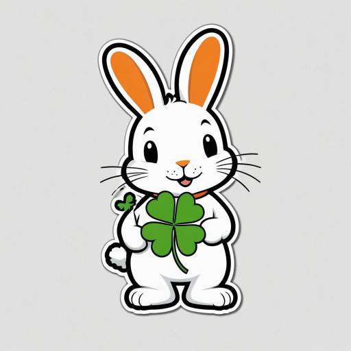 Cheerful Lucky Rabbit Sticker Design