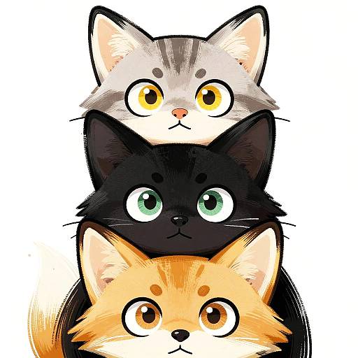 Cartoon Trio of Foxes with Expressive Eyes