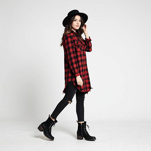 Casual Urban Woman in Buffalo Check