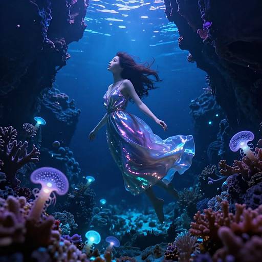 Surreal Underwater Nightgown Scene