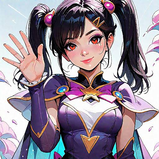 Anime Magical Girl with Black Twintails