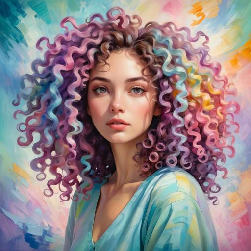 Woman with Multicolored Curly Hair