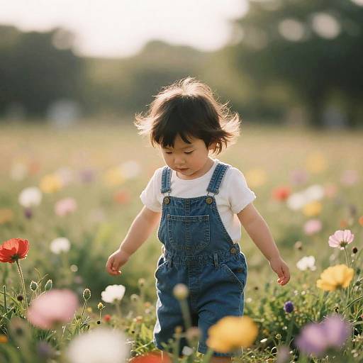 Whimsical Child in Flower Field