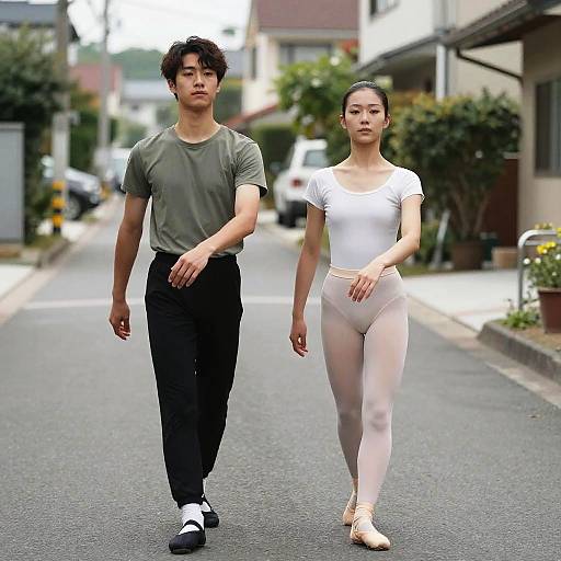 Young Dancers in Suburban Stroll