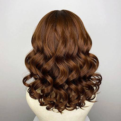 Voluminous Chestnut Brown Wig Display
