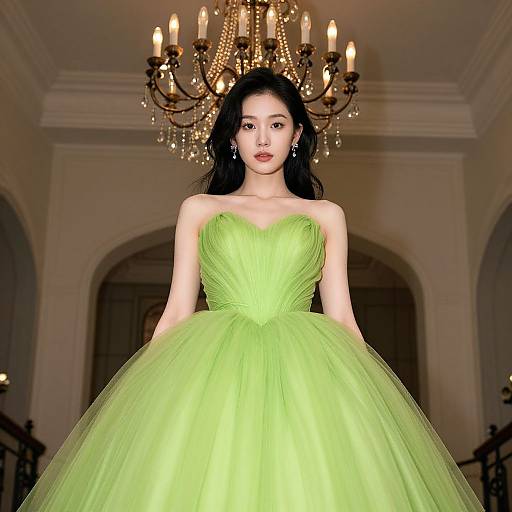 Realistic Lime Green Ball Gown Portrait
