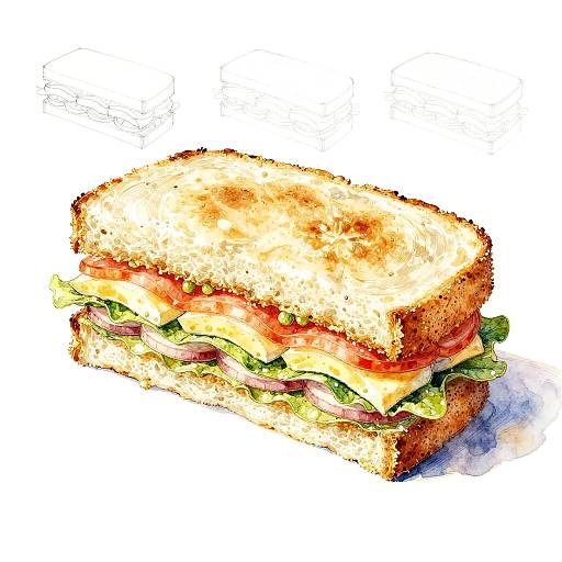 Stepwise Watercolor Torta Illustration