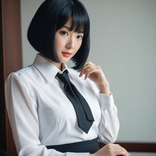Elegant woman in classy black and white outfit