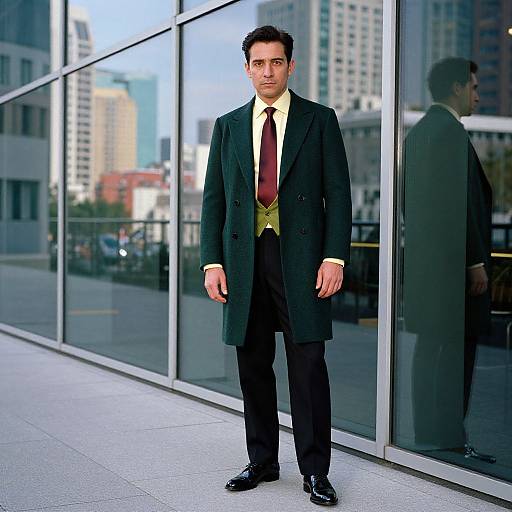 Stylish Man in Green Tailcoat Urban Scene