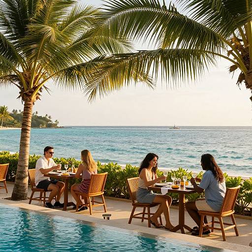 Tropical Poolside Dining Serenity