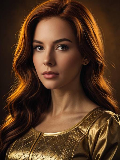 Female Cosplay Character in Gold Armor