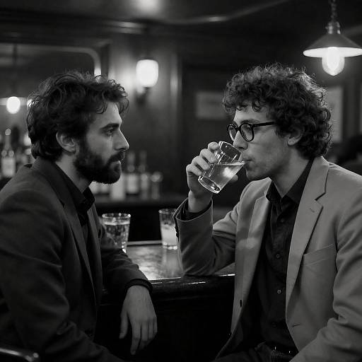 Black-and-White Bar Portrait of Two Men