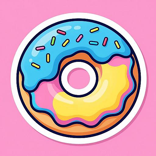 Vibrant Pop Art Donut Sticker