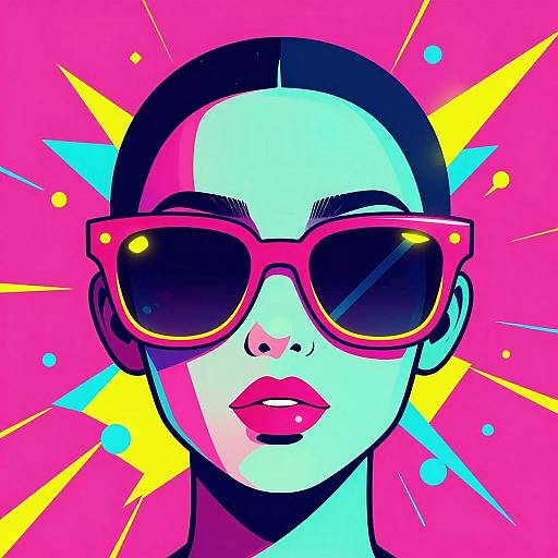 Retro Neon Sunglasses Digital Illustration