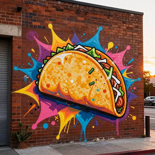 Vibrant Urban Taco Graffiti Art